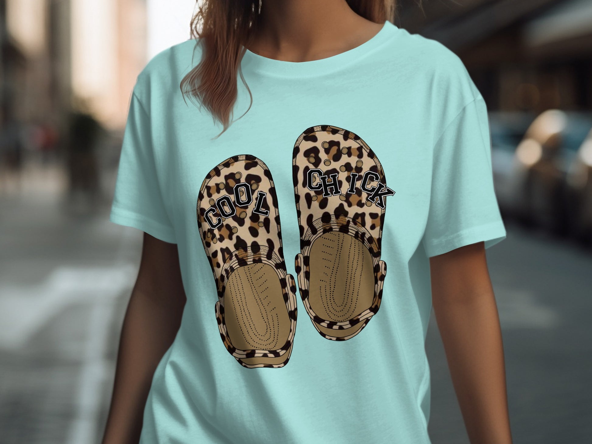 Cool Chick Graphic Tee with Leopard Print Design