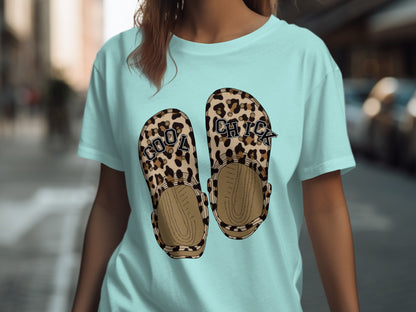 Cool Chick Graphic Tee with Leopard Print Design