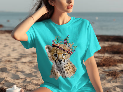 Cheetah with Elegant Artistic Crown Design Shirt