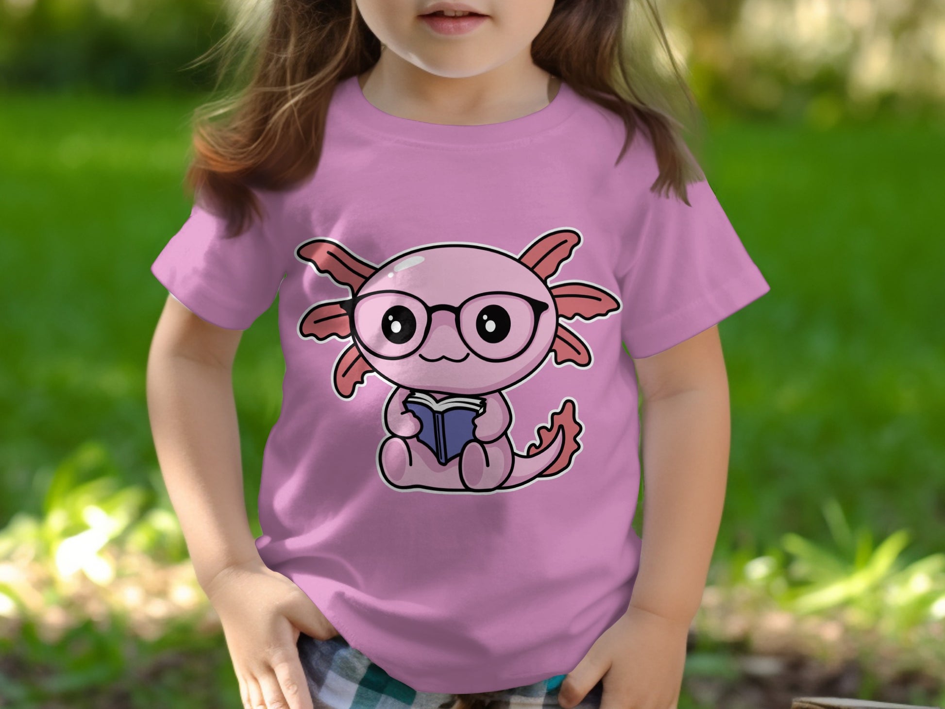 Adorable Axolotl Reading Book Kids T-Shirt
