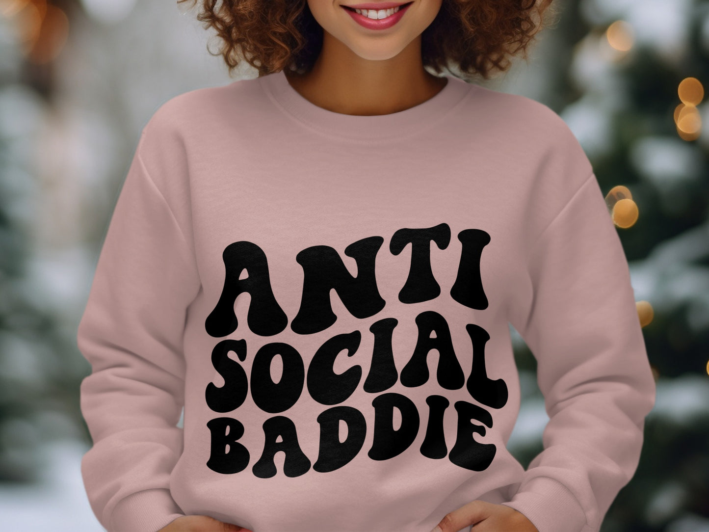 Anti Social Baddie Printed Graphic Sweatshirt