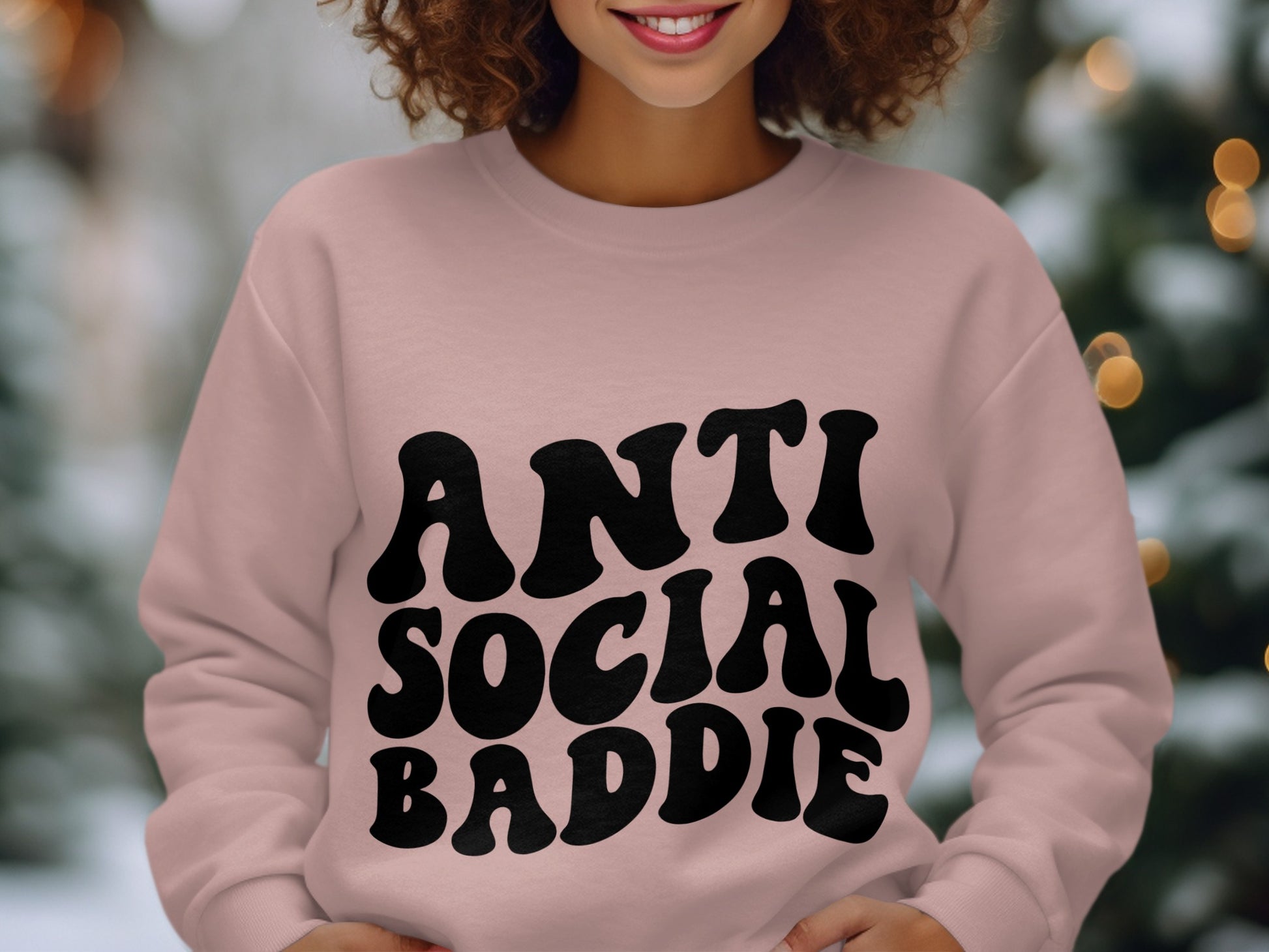 Anti Social Baddie Printed Graphic Sweatshirt