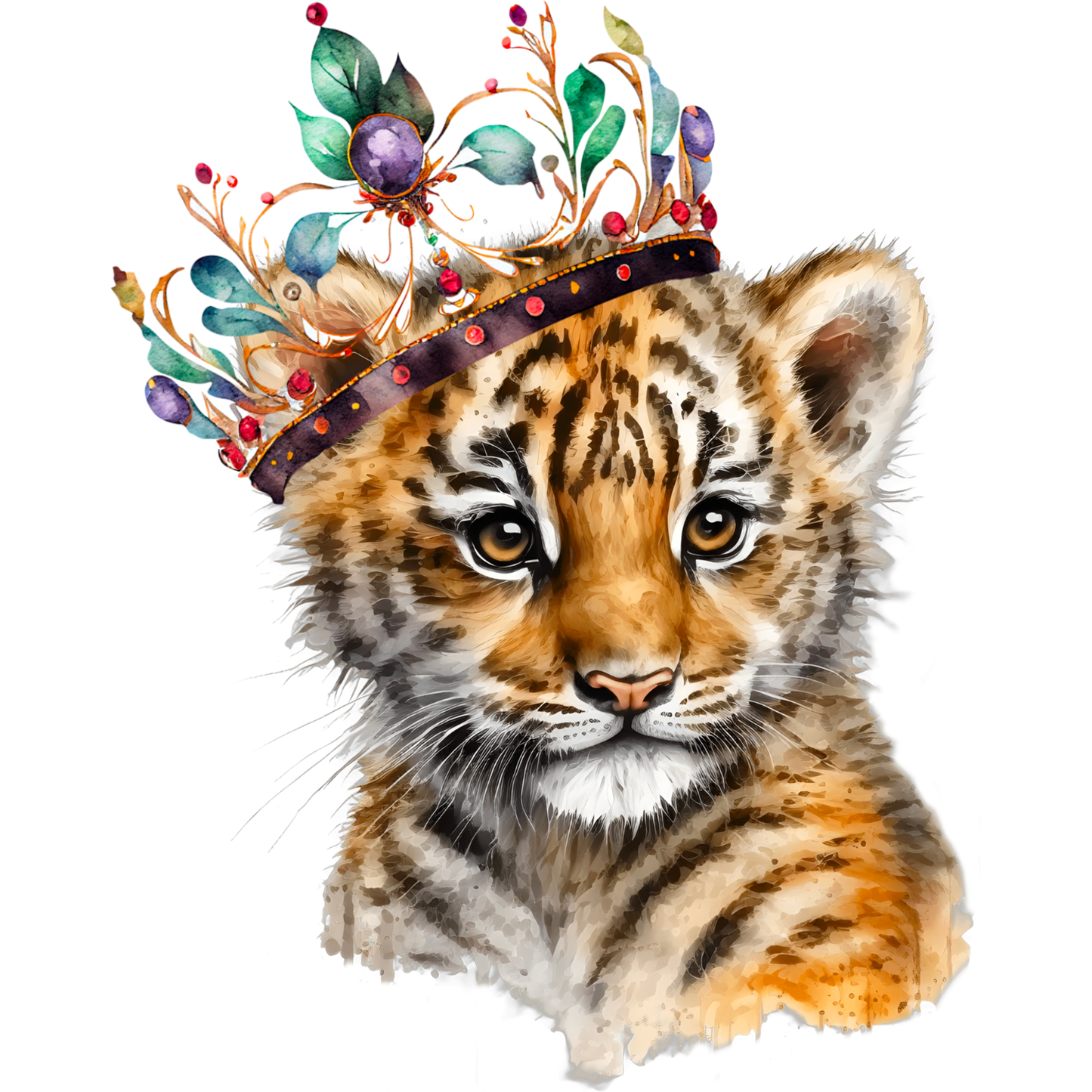 Adorable Tiger Cub with Royal Crown art product