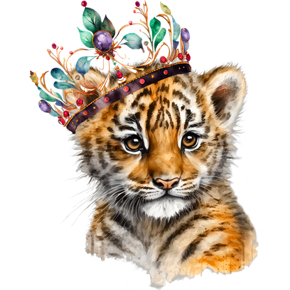 Adorable Tiger Cub with Royal Crown art product