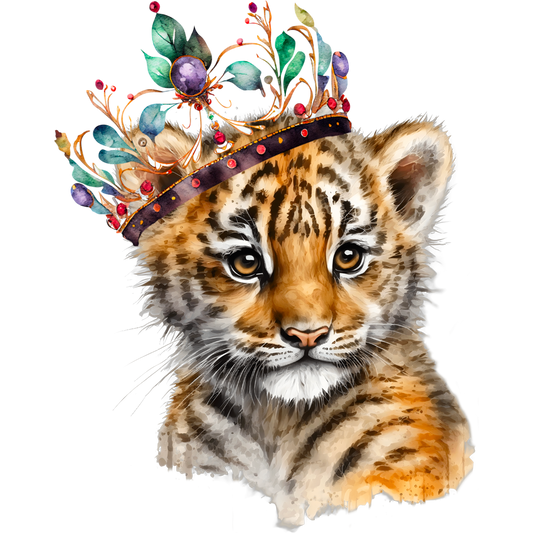 Adorable Tiger Cub with Royal Crown art product