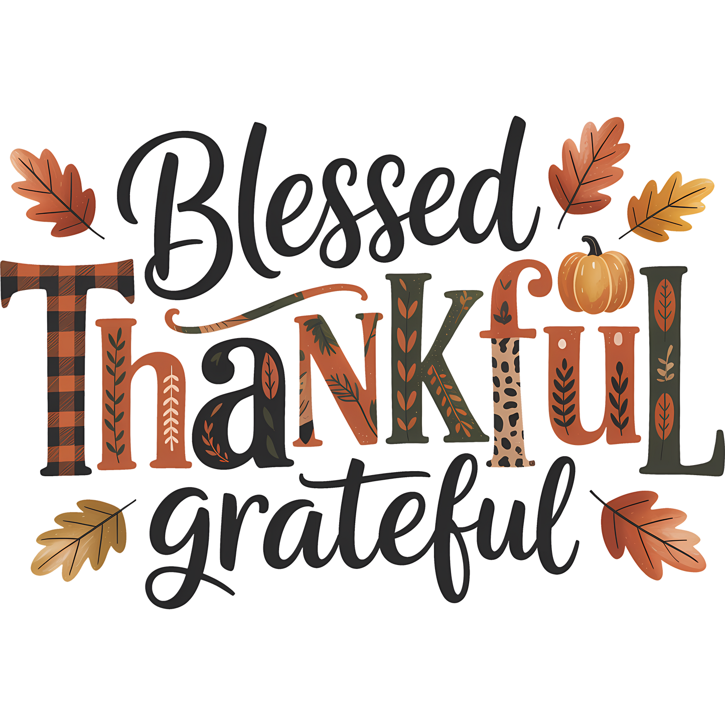 Blessed Thankful Grateful Autumn Theme Home Decor