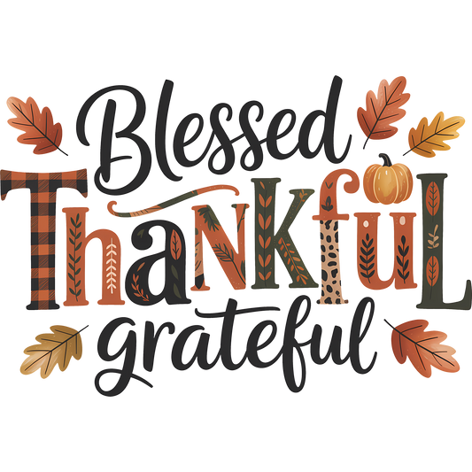 Blessed Thankful Grateful Autumn Theme Home Decor