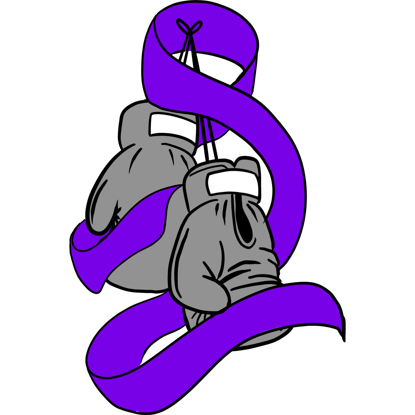 Boxing Gloves with Purple Ribbon Illustration Art