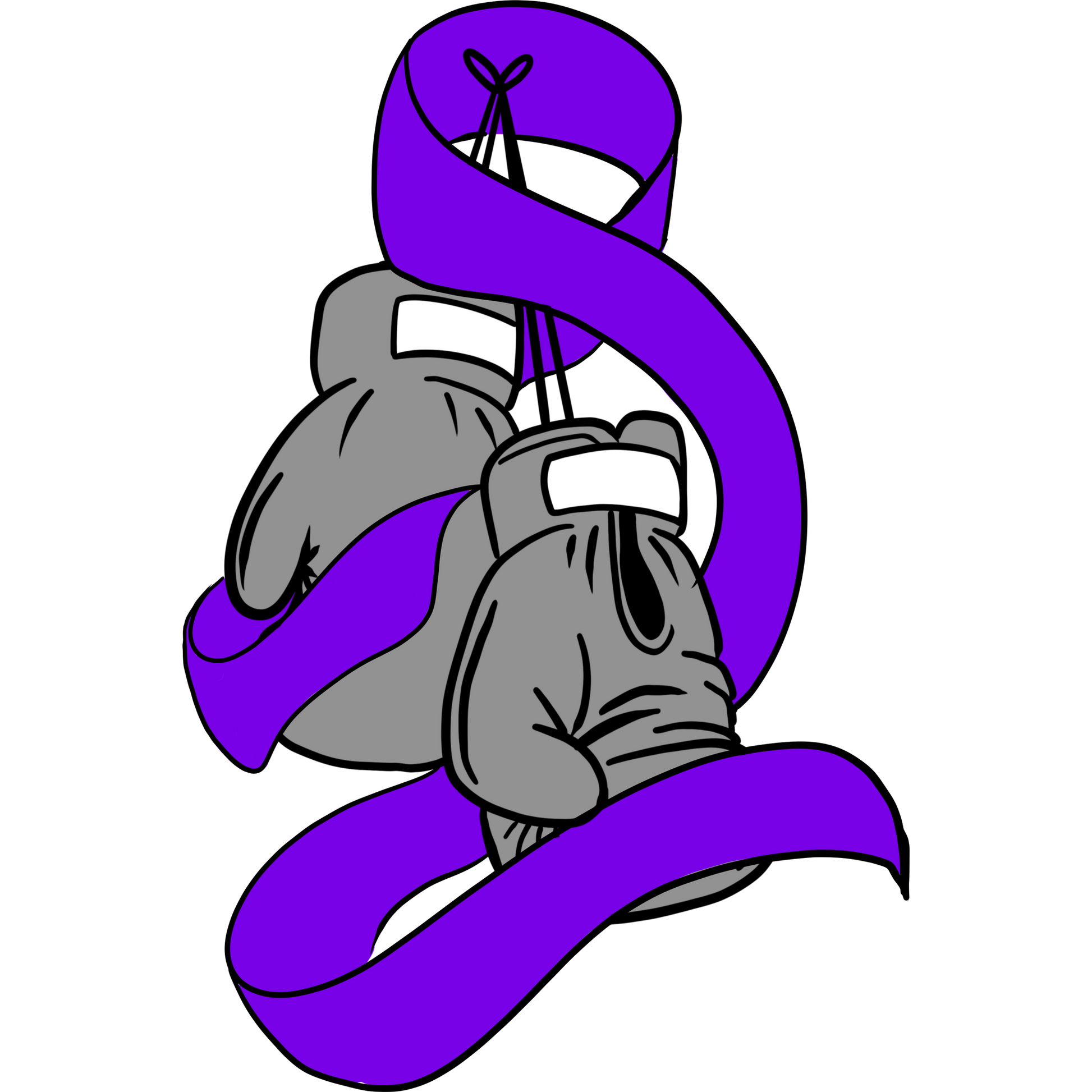 Boxing Gloves with Purple Ribbon Illustration Art