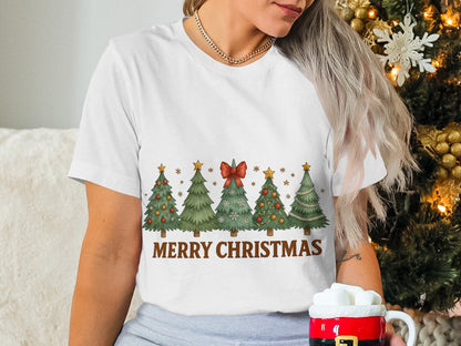 Festive Merry Christmas Trees T-Shirt Holiday Apparel