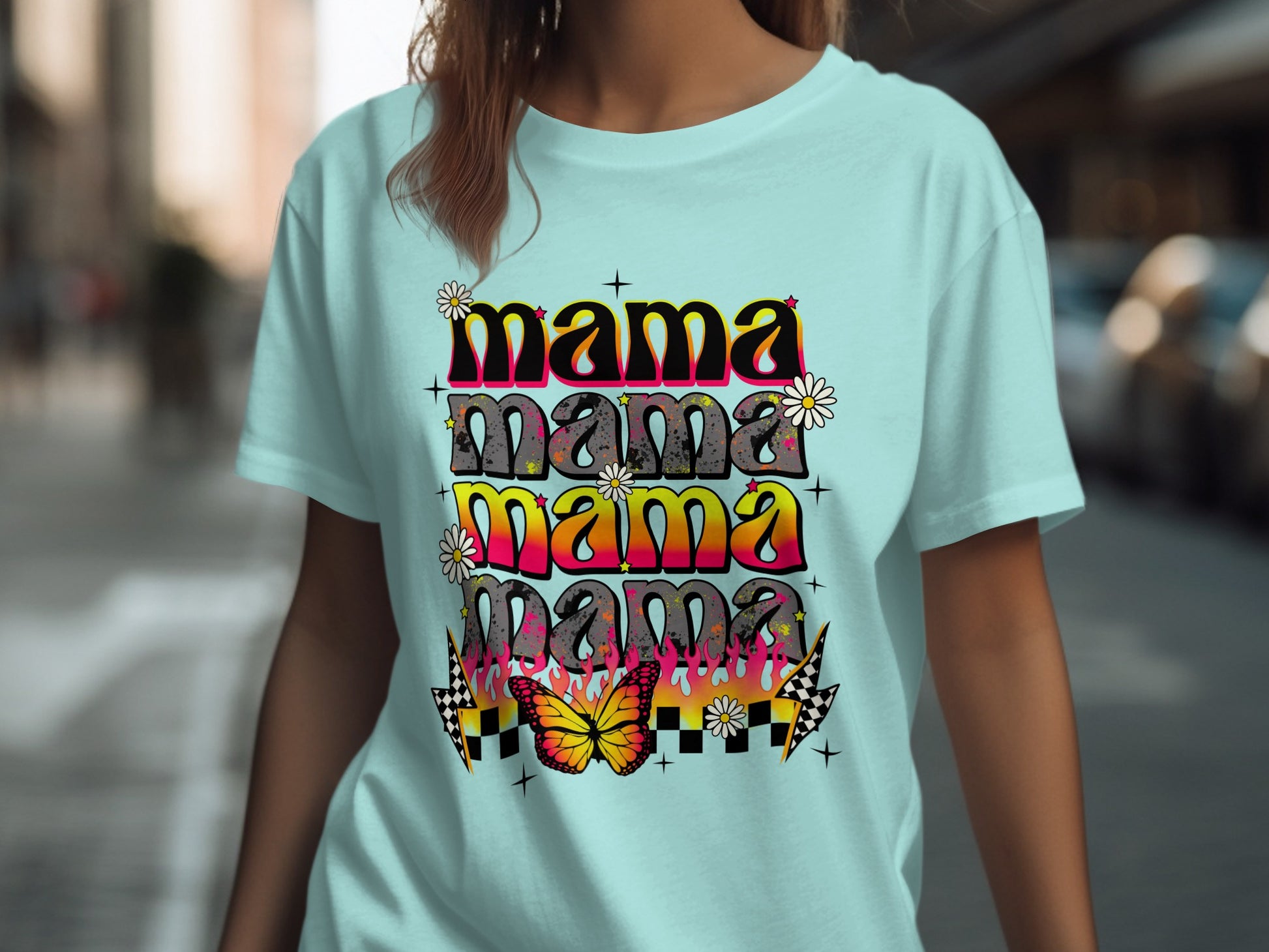 Colorful Retro Style Mama Design for T-shirts