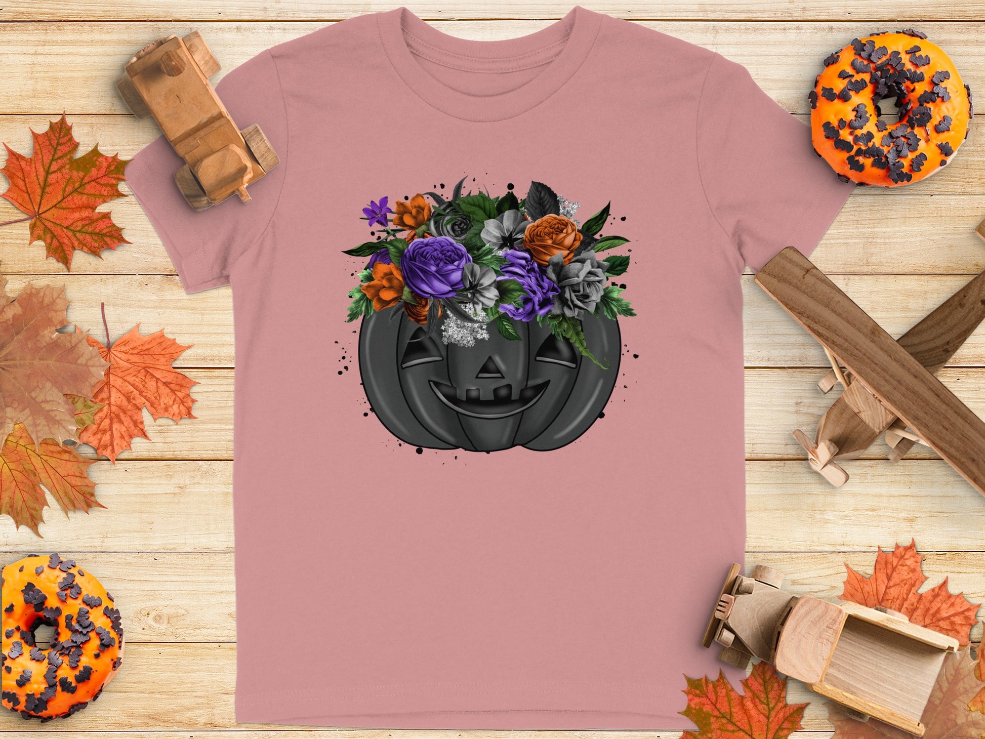 Halloween Jack O Lantern with Flowers T-Shirt