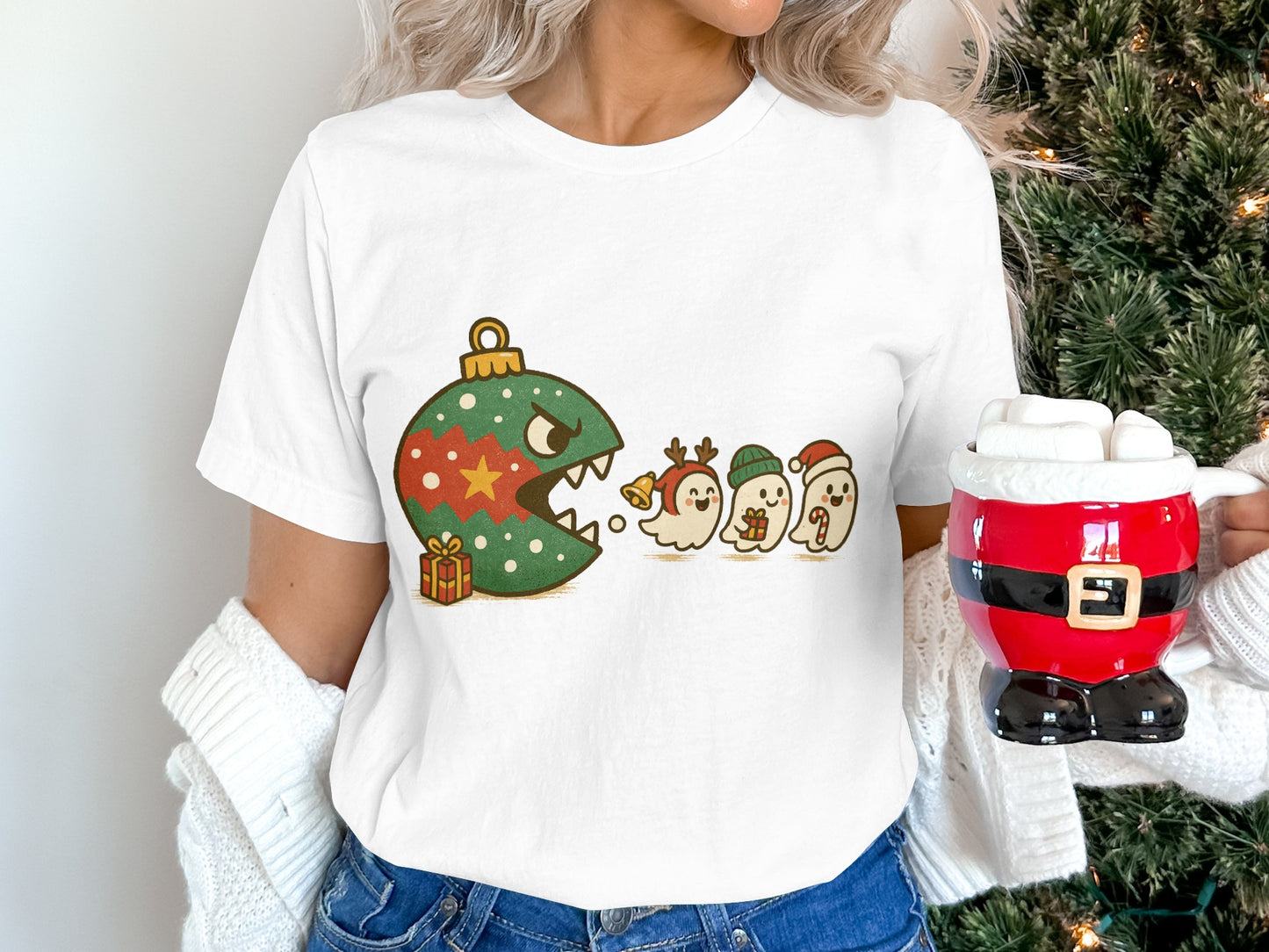 Christmas Pac-Man Inspired Graphic Tee