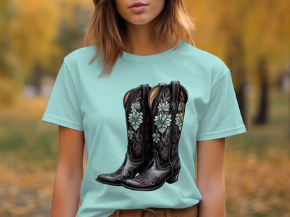 Trendy Graphic Tee with Stylish Boots Design