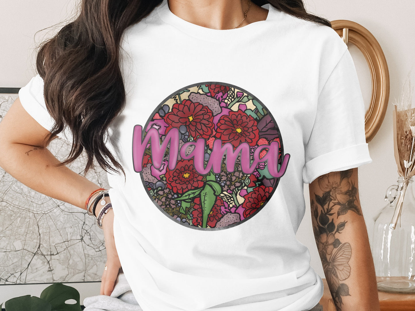 Floral Mama Graphic T-Shirt for Casual Outfits