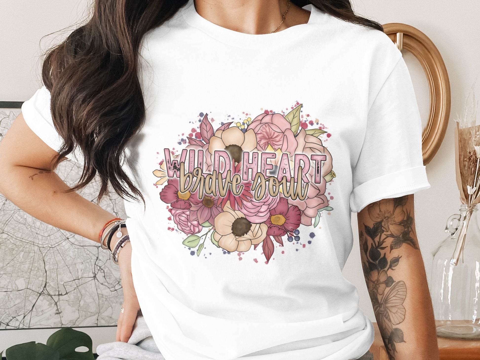Wild Heart Brave Soul Floral Print T-shirt