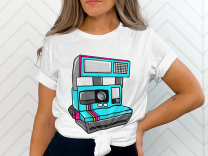 Retro Instant Camera Graphic Print T-shirt