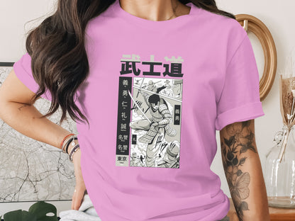 Pink Graphic T-Shirt with Bold Artwork Design