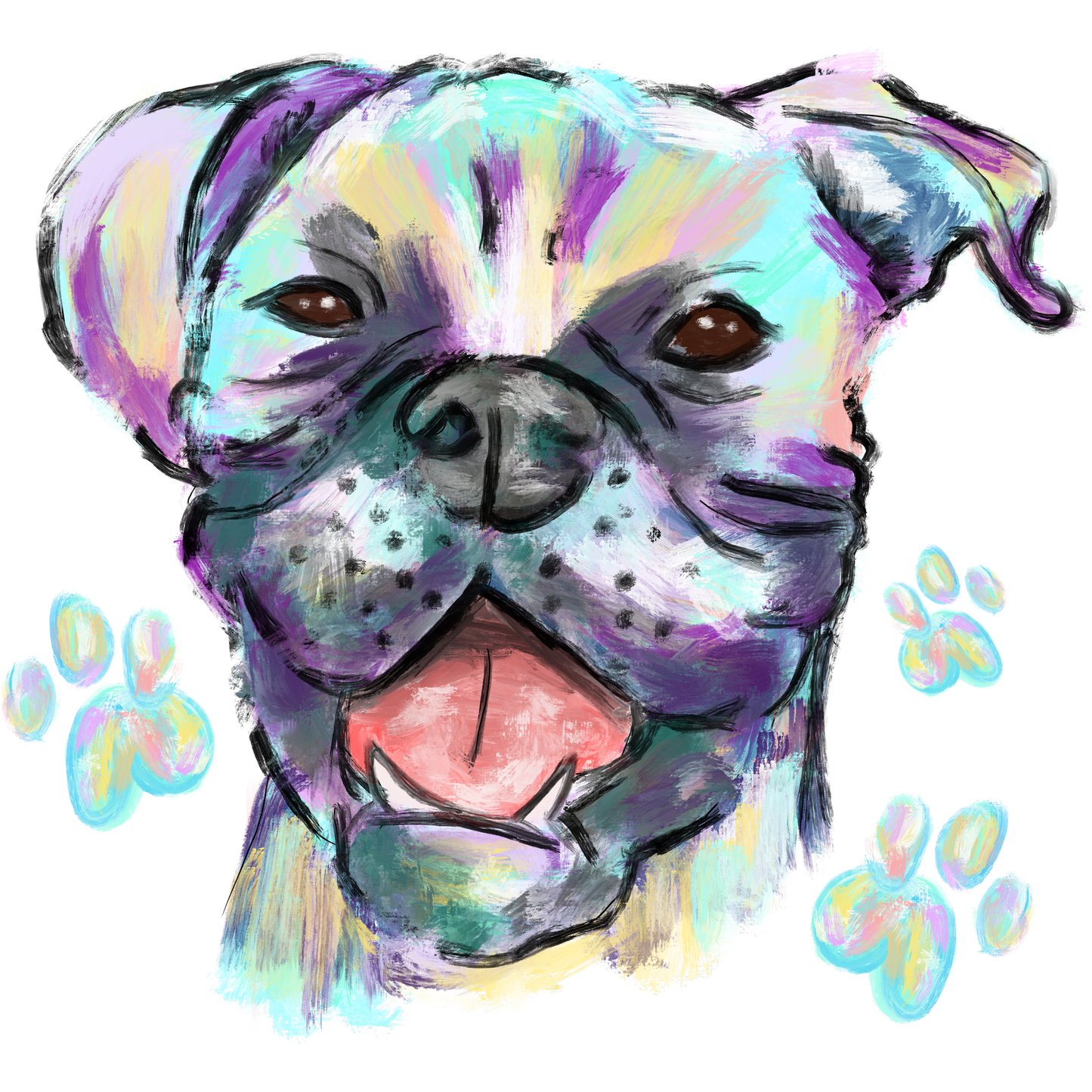 Colorful Abstract Bulldog Art Painting product