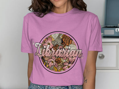 Librarian Floral Design Graphic Women's T-Shirt