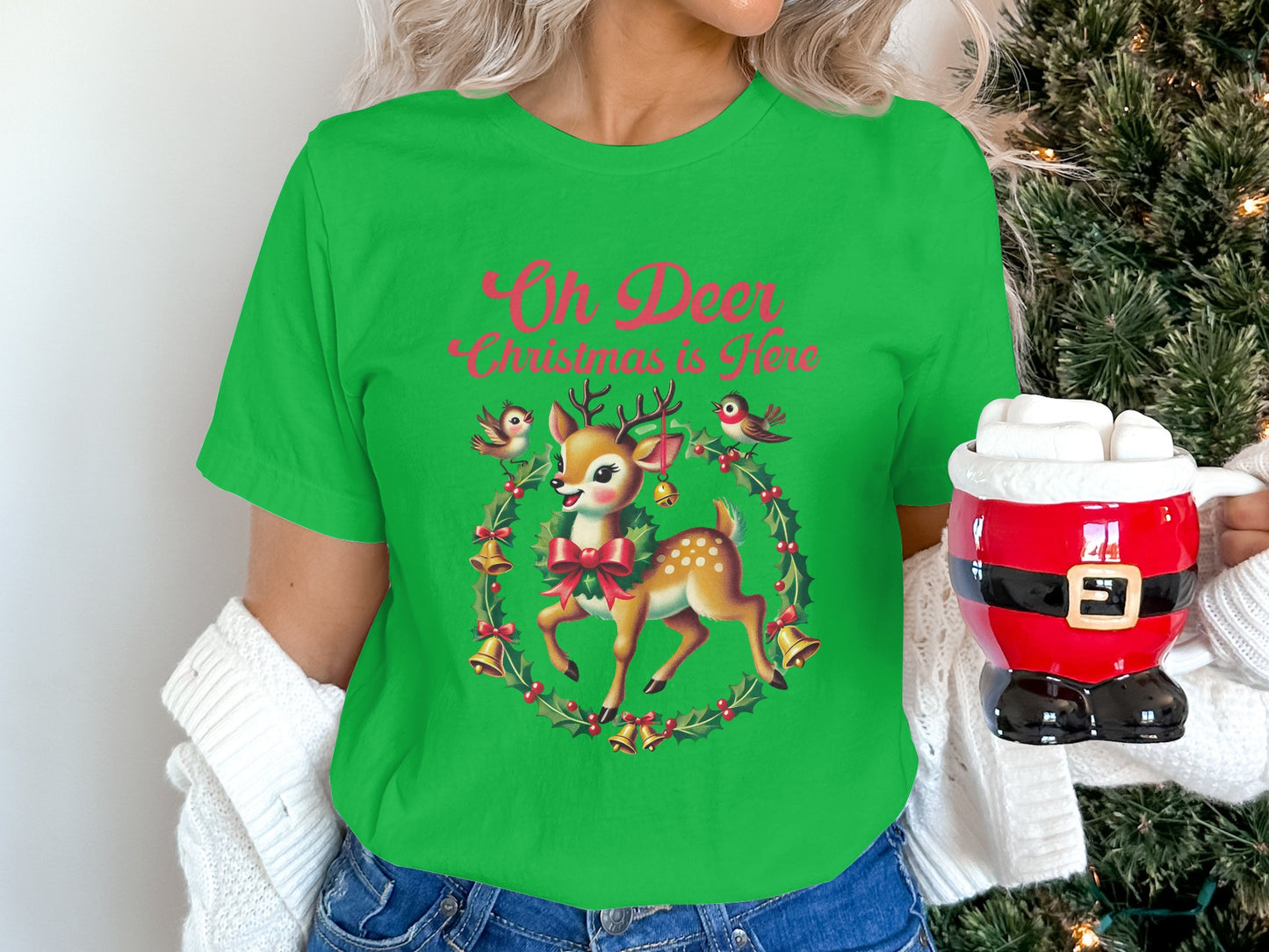 Oh Deer Christmas is Here Reindeer Shirt