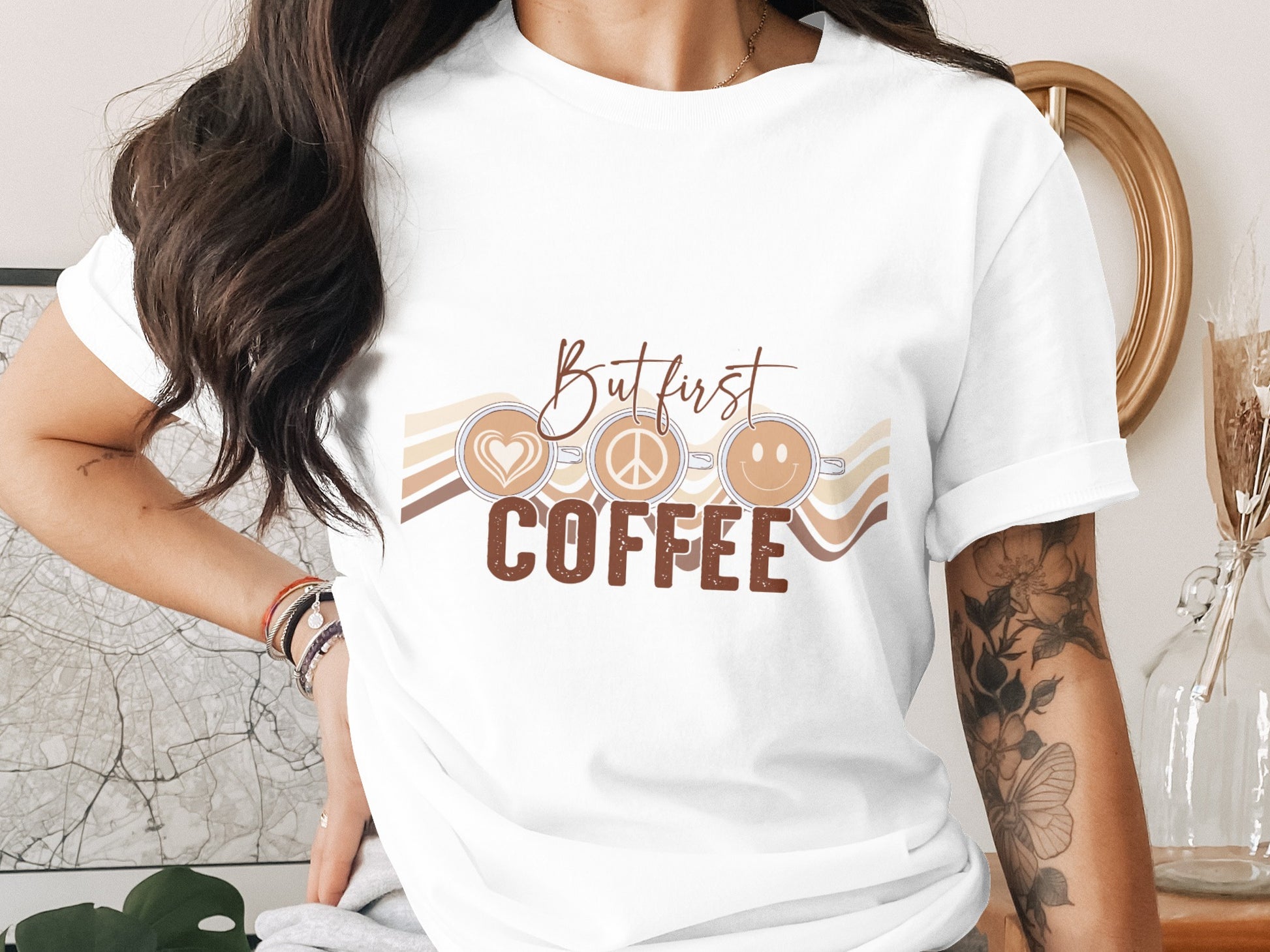 But First Coffee Peace Love Smile T-Shirt