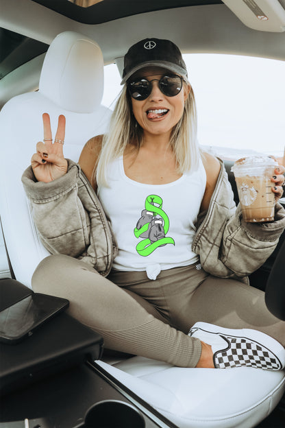 Casual Outfit with Peace Sign and Coffee