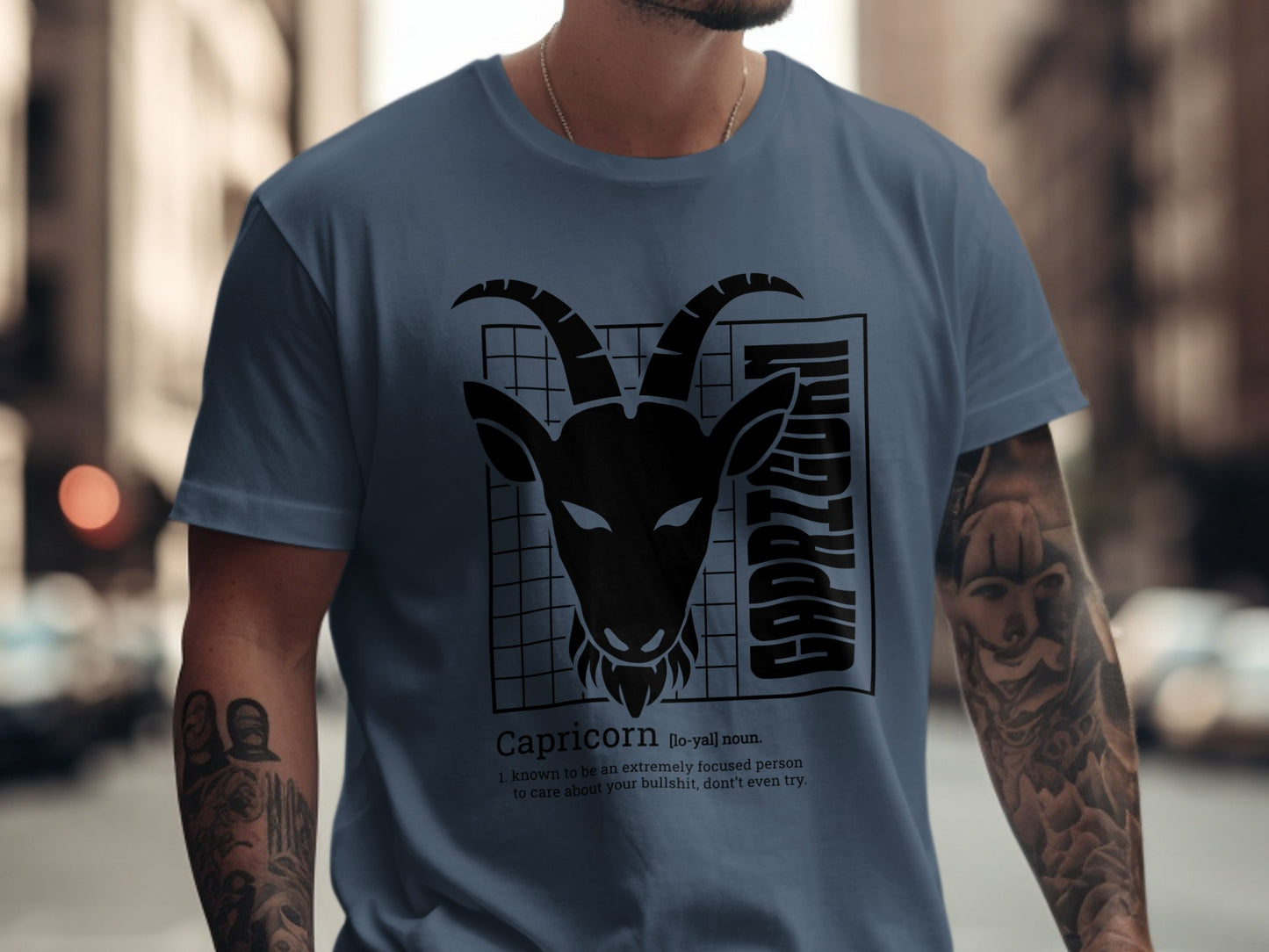 Capricorn Zodiac Symbol with Goat Design T-shirt