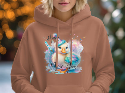 Happy New Year Fireworks Duck Hoodie Product