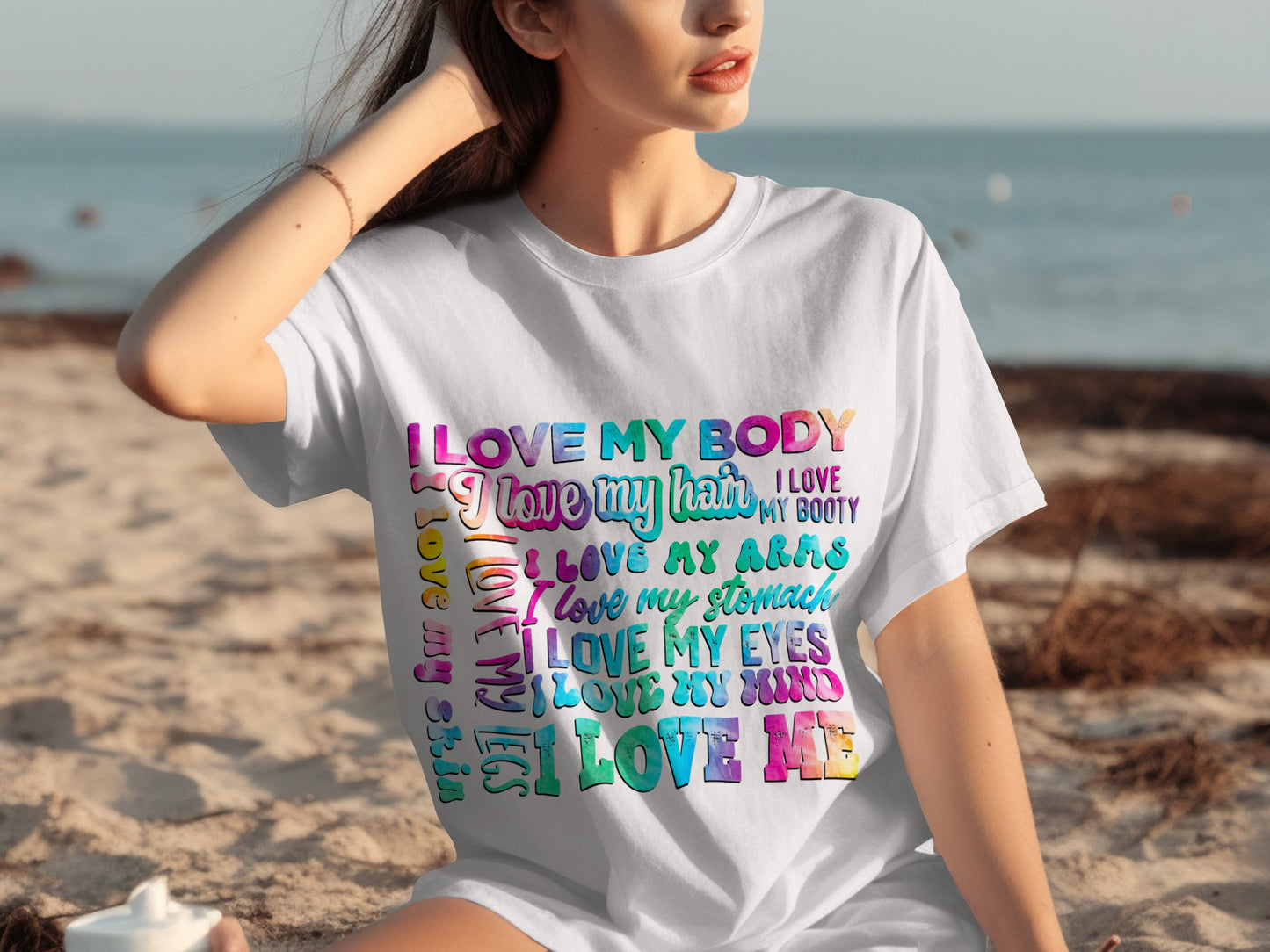 Inspirational Beachwear T-Shirt for Self-Love Enthusiasts