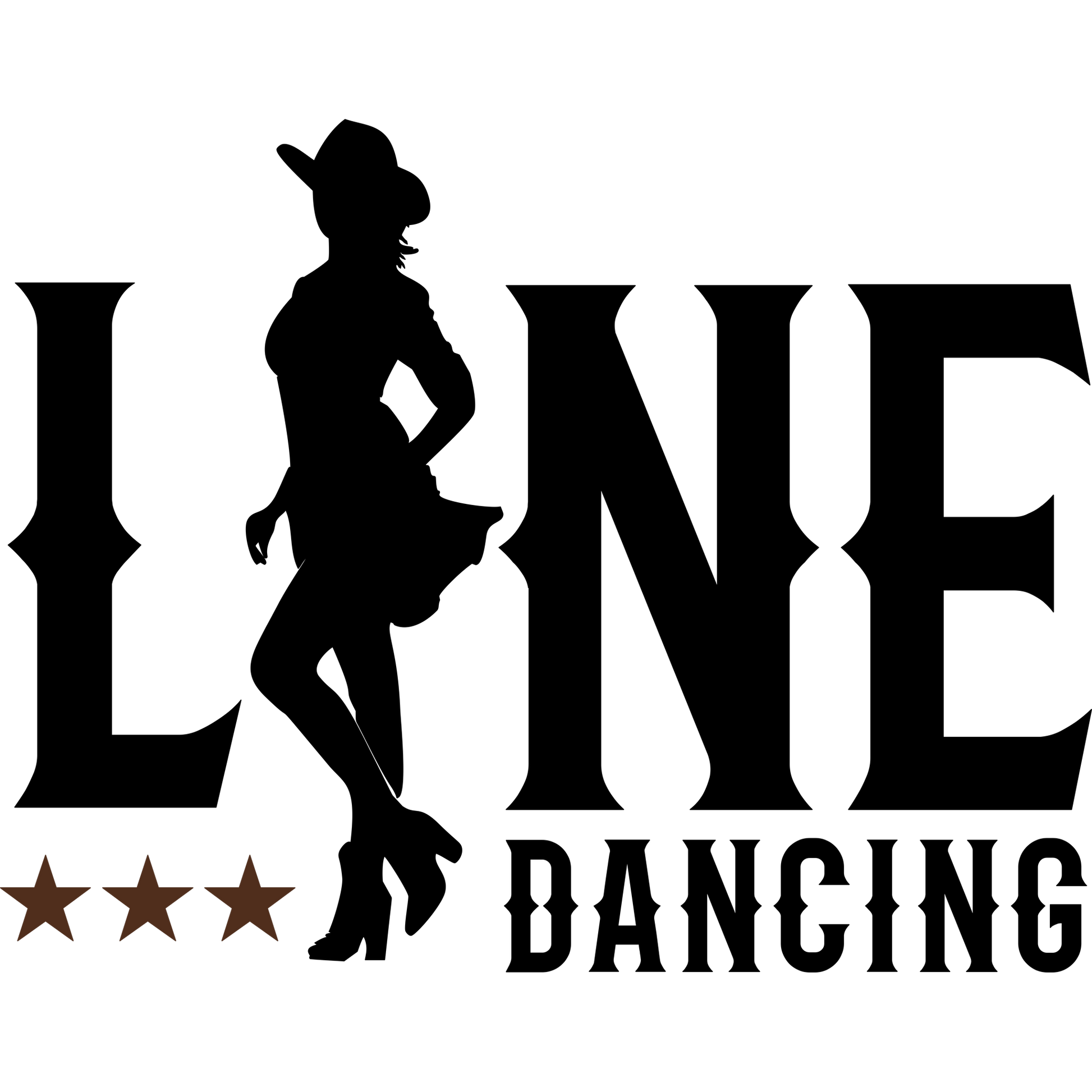 Line Dancing Silhouette Graphic with Stars Design
