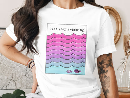 Just Keep Swimming Motivational Graphic T-shirt