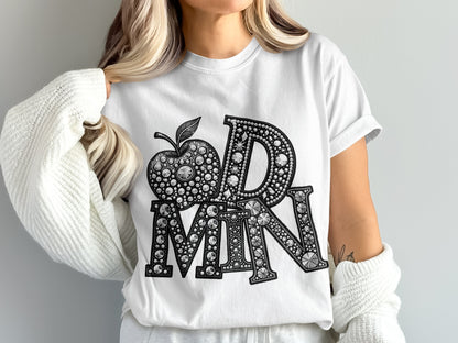 Sparkling Apple and Dazzling Letters Graphic Tee