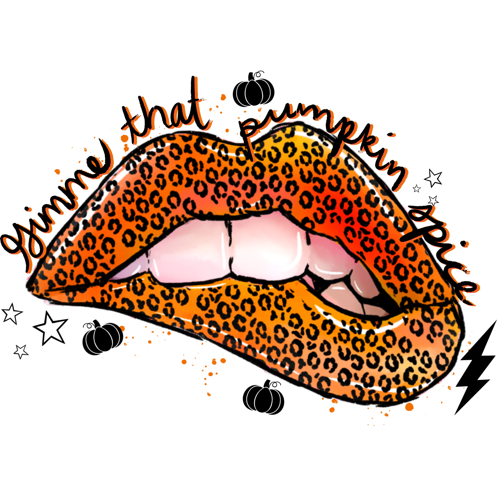 Gimme That Pumpkin Spice Leopard Lips Print