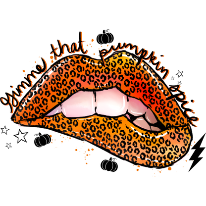 Gimme That Pumpkin Spice Leopard Lips Print