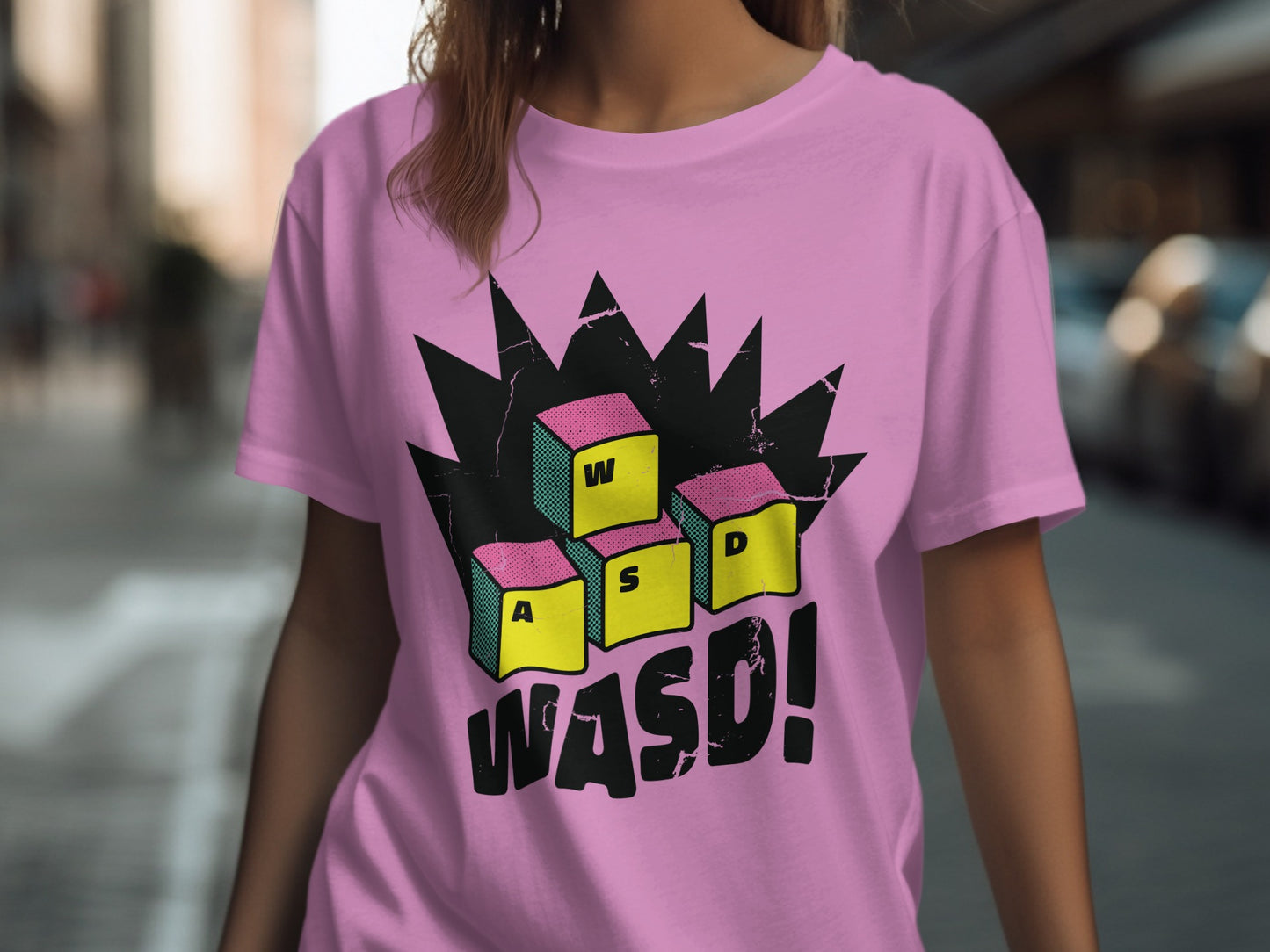 Colorful WASD Blocks Graphic T-Shirt Product