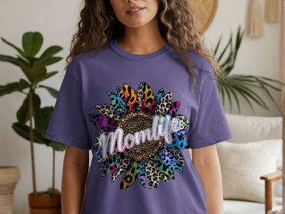 Vibrant Colorful Sunflower Graphic Momlife Shirt