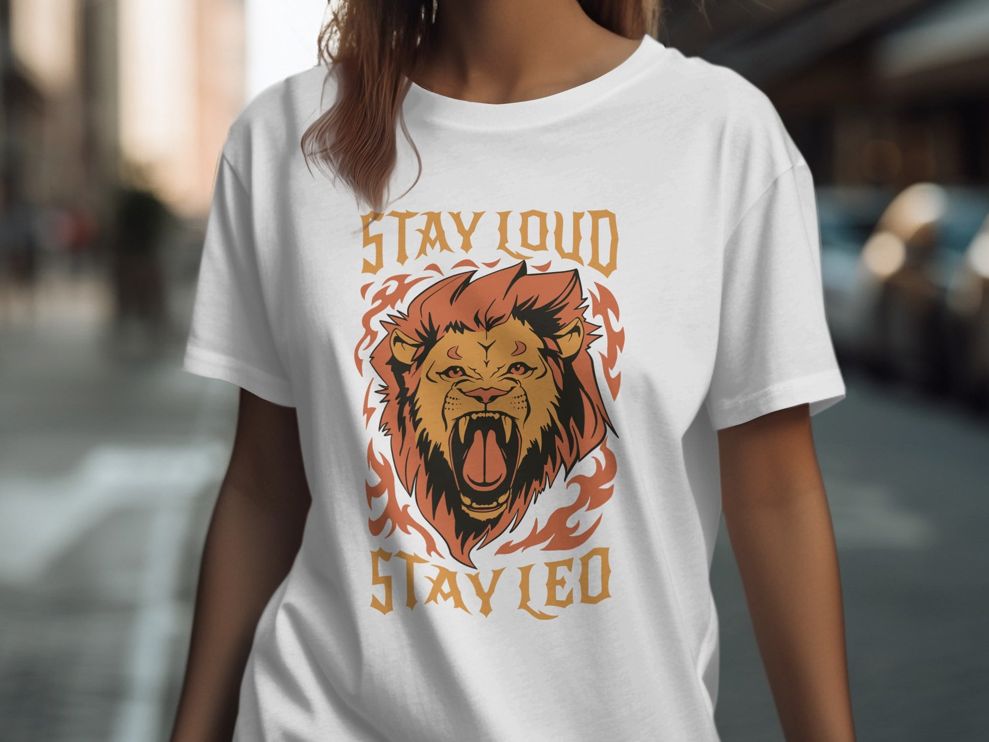 Stay Loud Stay Leo Fiery Roaring Lion Graphic T-shirt