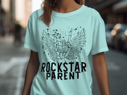 Rockstar Parent Tee with Winged Hand Design