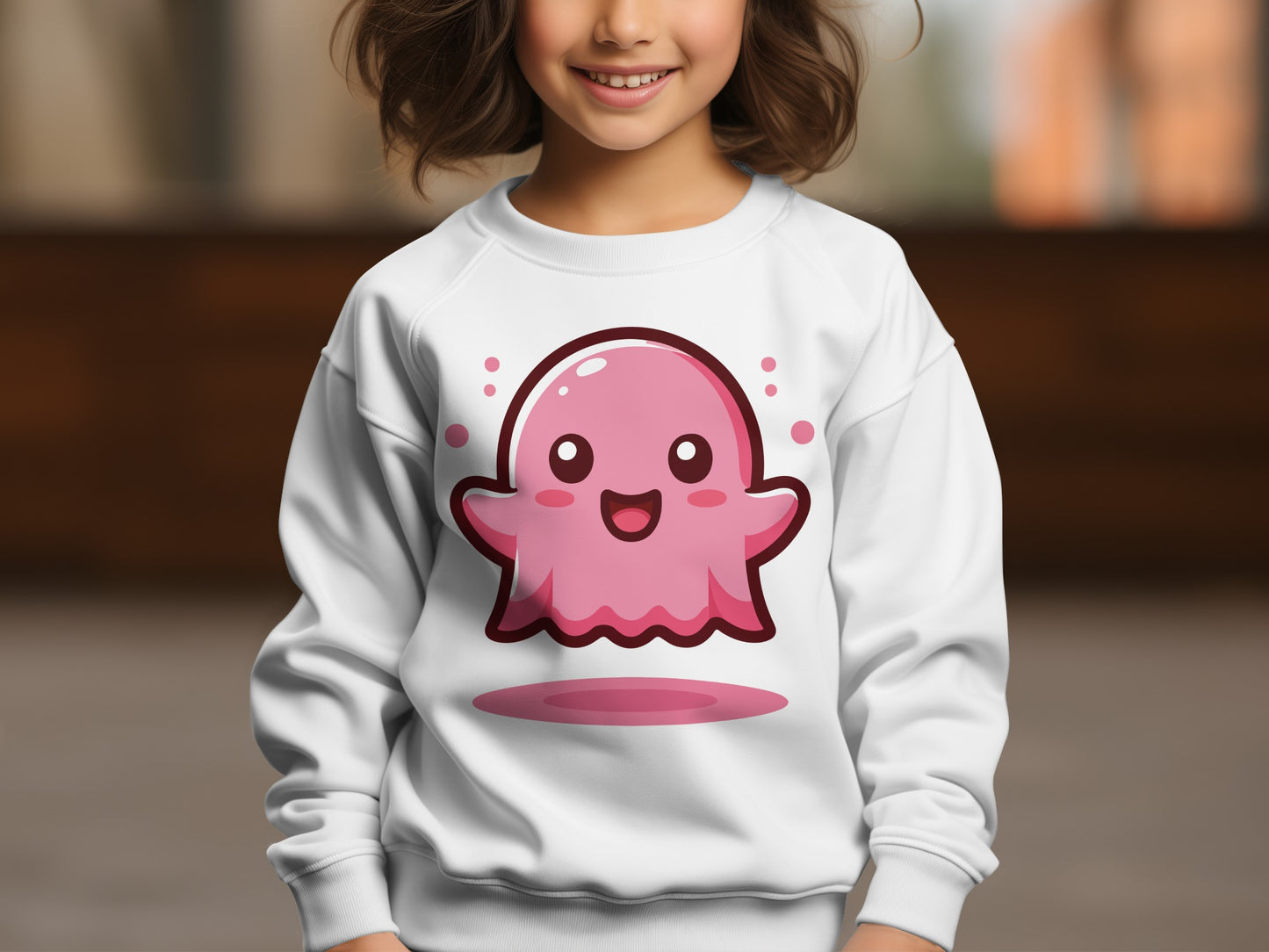 Adorable Pink Octopus Graphic Kids Sweatshirt