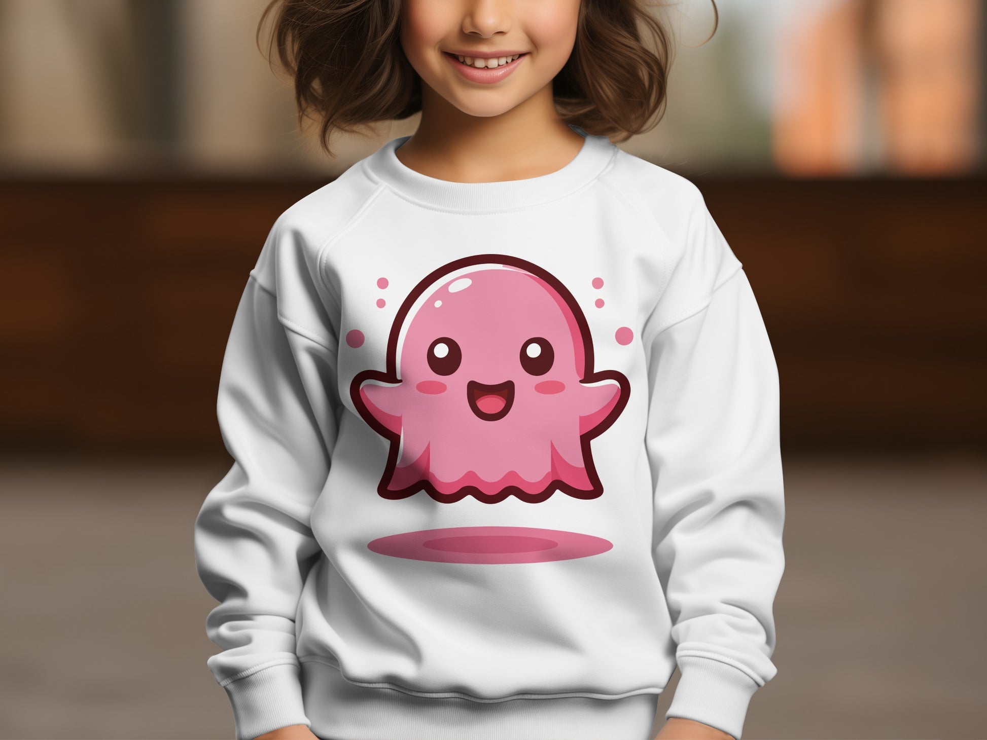 Adorable Pink Octopus Graphic Kids Sweatshirt