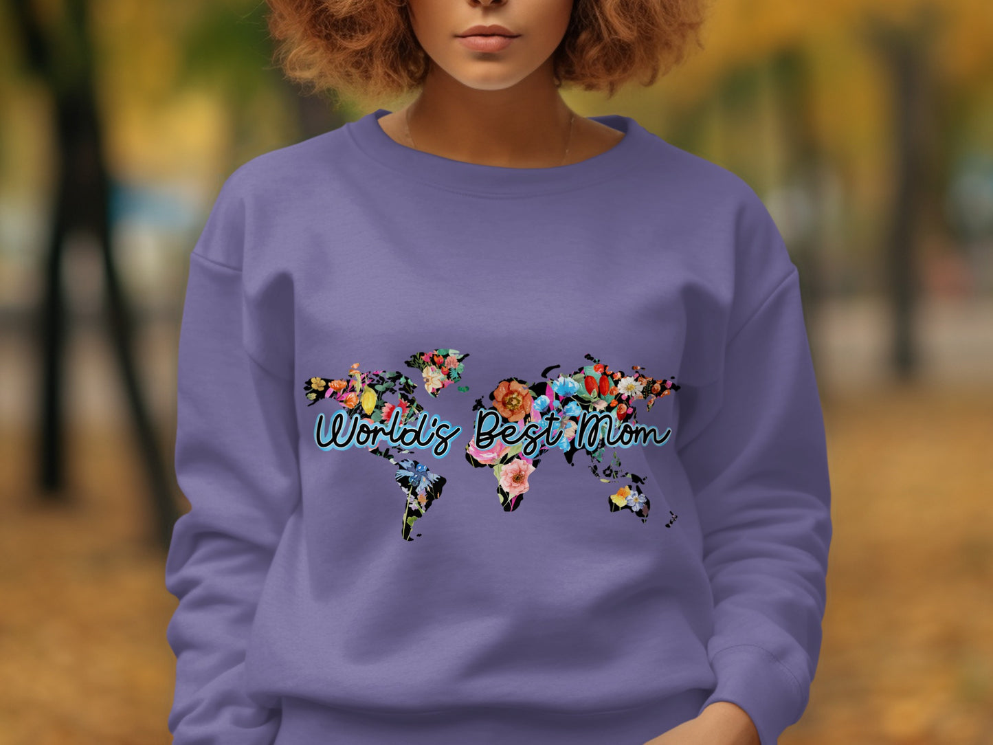 World's Best Mom Floral World Map Sweatshirt