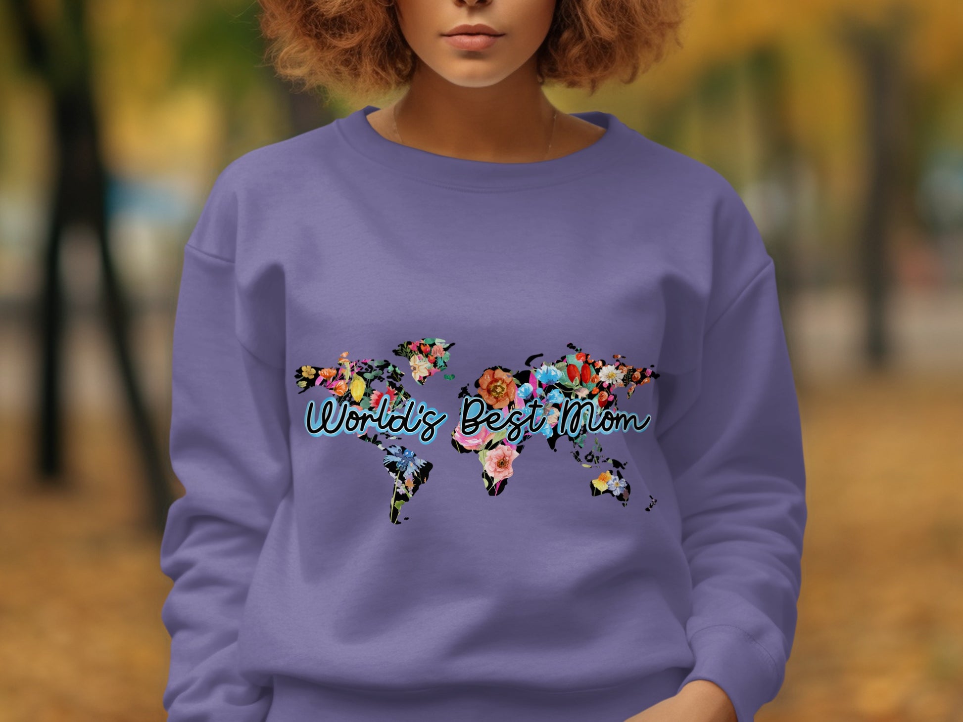 World's Best Mom Floral World Map Sweatshirt