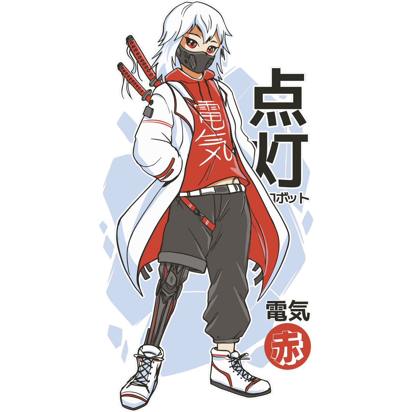 Stylish Anime Character with Swords Drawing Poster