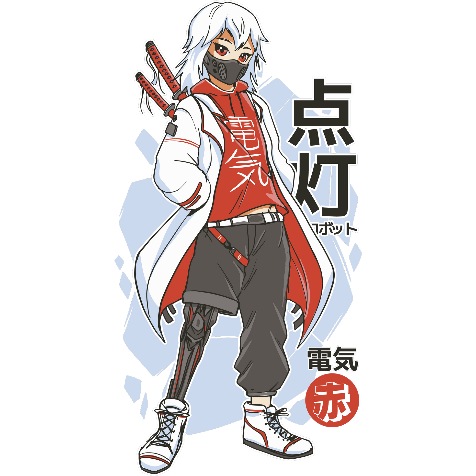 Stylish Anime Character with Swords Drawing Poster