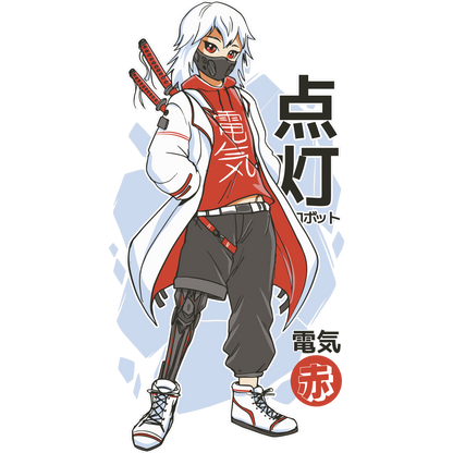 Stylish Anime Character with Swords Drawing Poster